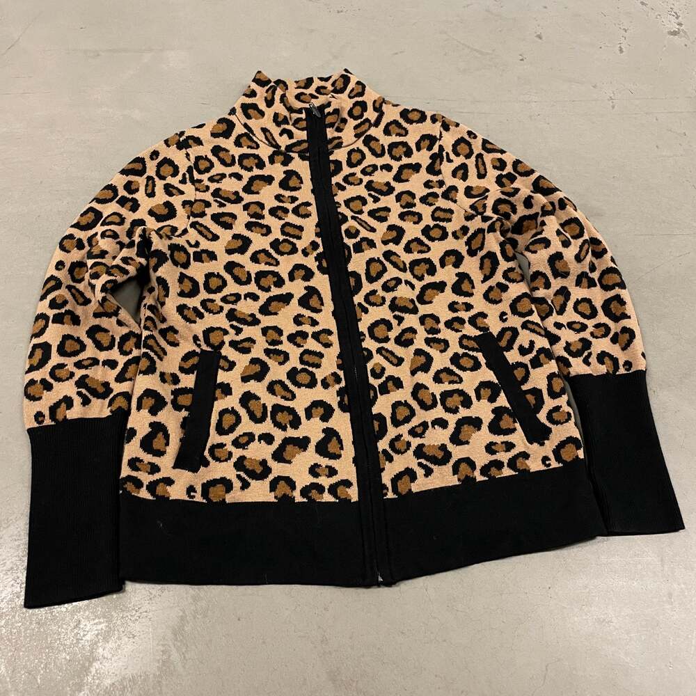 Y2K Rachel Zoe leopard print cardigan sweater